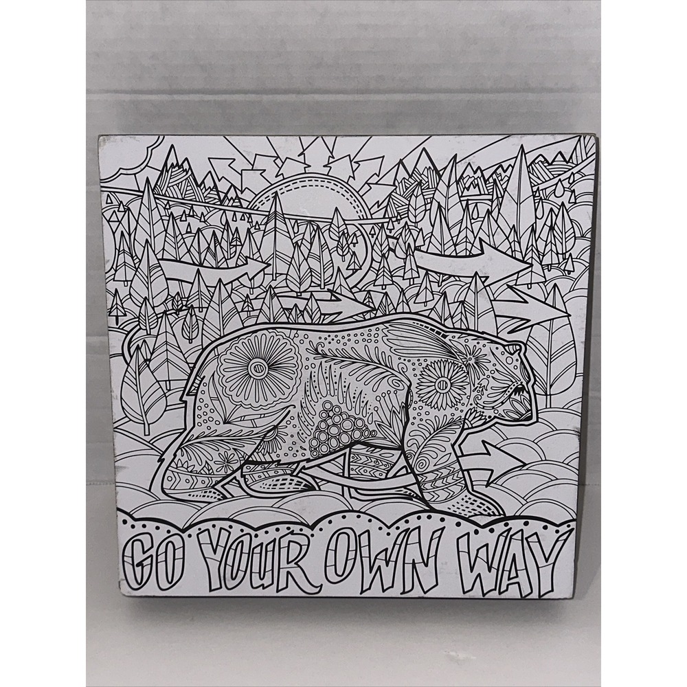 Primitives by Kathy Go Your‎ Own Way Bear Wood Box Sign Johnny Carrillo Art 8x8